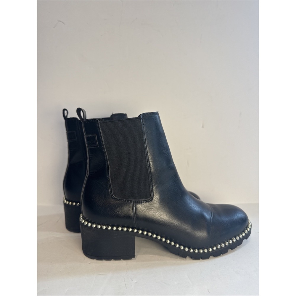 BCBG Women's Silver Studded Black Chelsea Boots Size 6.5